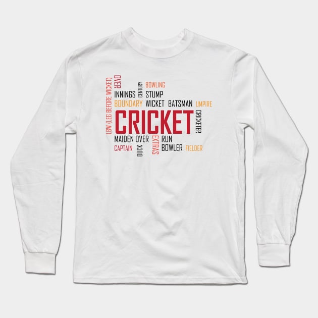 Cricket, Cricket Words Long Sleeve T-Shirt by TeeFusion-Hub